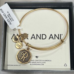 Alex and Ani Gold Initial Charm Bangle